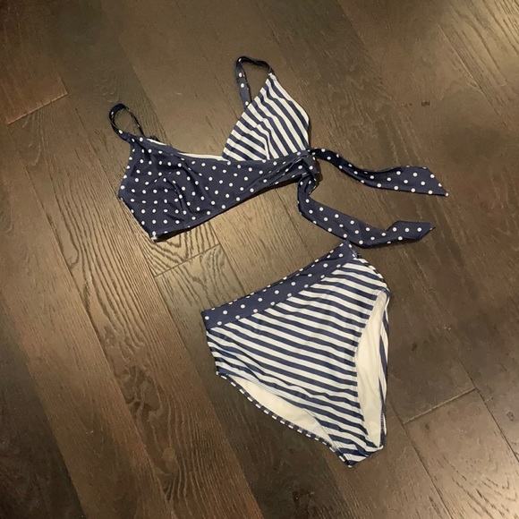 WORN ONCE Peek & Beau Navy and White Bikini - Picture 4 of 11